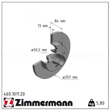 Disque de frein ZIMMERMANN essieu avant gauche=droite pour Porsche 924