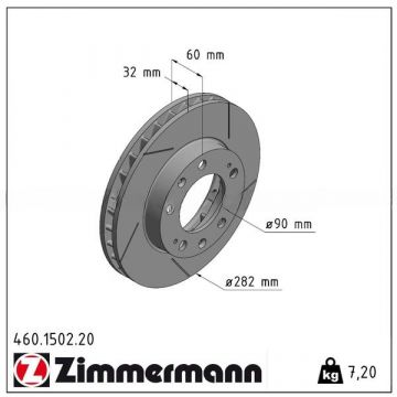 Disque de frein ZIMMERMANN essieu avant gauche pour Porsche 928 '80-'86