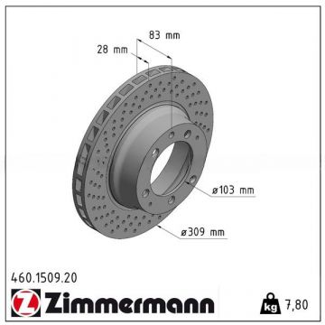 Disque de frein ZIMMERMANN essieu arrière gauche pour Porsche 911 '82-'89 930Turbo