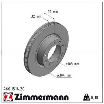 Disque de frein ZIMMERMANN essieu avant droite pour Porsche 928 '86-'91 944Turbo