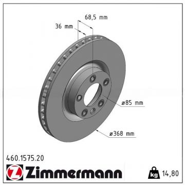 Disque de frein ZIMMERMANN essieu avant gauche=droite pour Porsche Cayenne 957