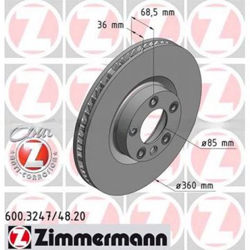 Disque de frein ZIMMERMANN essieu avant gauche pour Porsche Cayenne 958