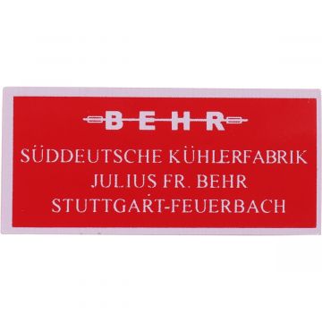 Autocollant "Behr, Süddeutsche Kühlerfabrik" pour Porsche 356 A/B/C 912