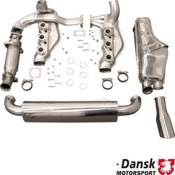 Kit d'échappement avec sortie simple Ø100mm, sans catalyseur, acier inoxydable, avec TÜV pour Porsche 964