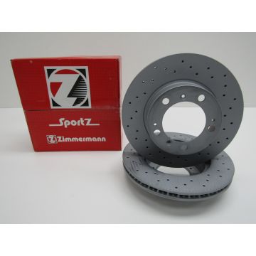 Jeu 2x disque de frein (Ø298x24 mm), ventilé, perforé, ZIMMERMANN Sport, essieu avant pour Porsche 986 Boxster