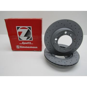 Kit 2x disque de frein (Ø292x20 mm), essieu arrière, gauche+droite, ventilé, perforé, ZIMMERMANN Sport pour Porsche 986 Boxster