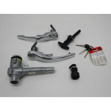 Kit de serrures, complet, avec poignées de porte chromé pour Porsche 911 '65-'89